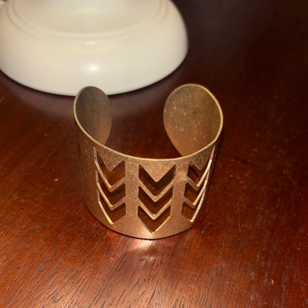 Wide Cutout Arrow Cuff Bracelet in Bronze Tone